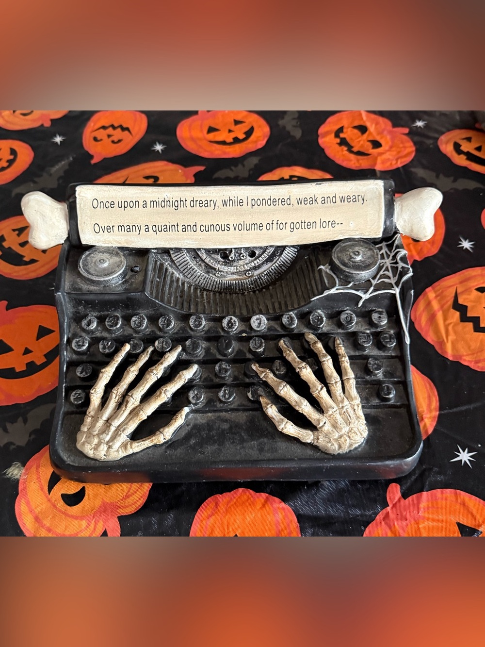 Halloween Skeleton Typewriter Decor